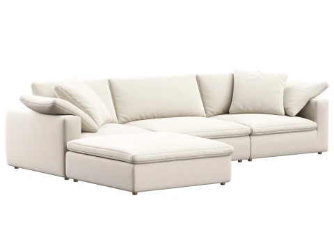 Divano-chaise componibile componibile RH Cloud Luxe in 4 pezzi Modello 3D