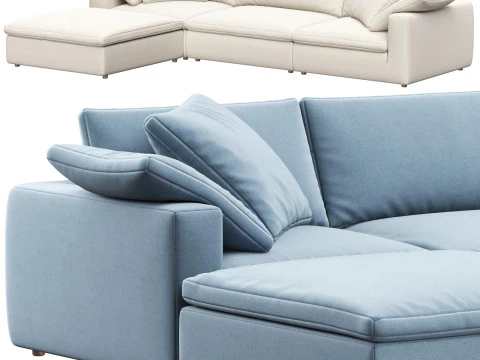 RH Cloud Luxe modular4-piece sofa-chaise sectional 3D Model