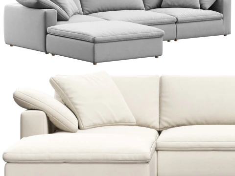 RH Cloud Luxe modular4-piece sofa-chaise sectional 3D Model