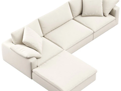 RH Cloud Luxe modular4-piece sofa-chaise sectional 3D Model