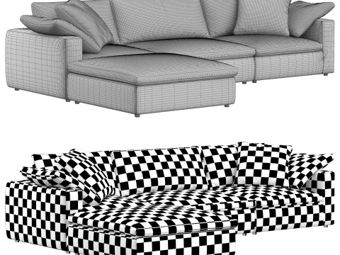 RH Cloud Luxe modular4-piece sofa-chaise sectional 3D 模型