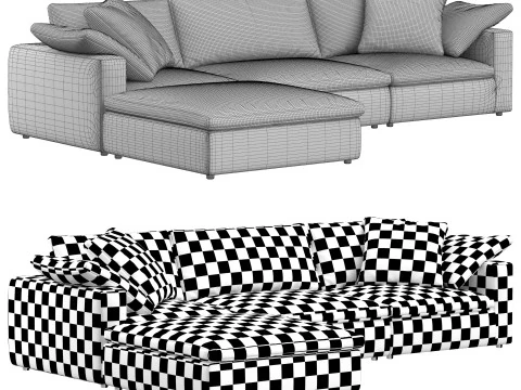 RH Cloud Luxe modular4-piece sofa-chaise sectional 3D Model