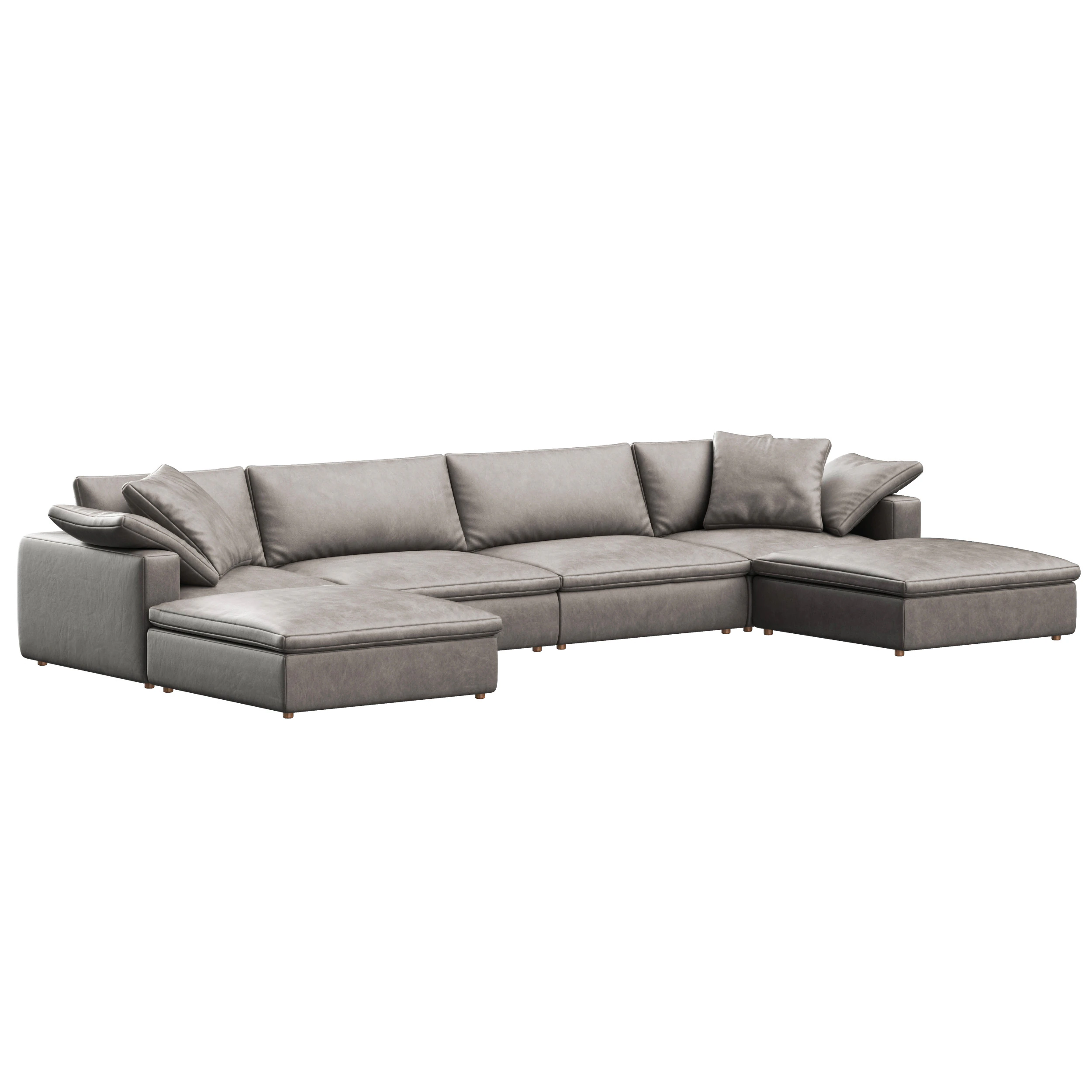 RH Cloud Luxe modular leather 6-piece U-chaise sectional 3D Model .c4d .max .obj .3ds .fbx .stl .blend 
