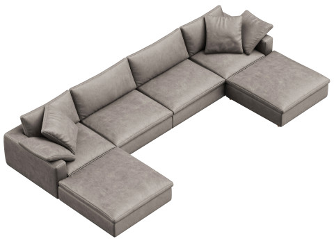 RH Cloud Luxe modular leather 6-piece U-chaise sectional Modelo 3D