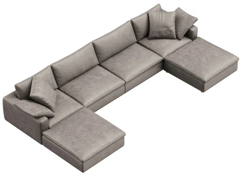 RH Cloud Luxe modular leather 6-piece U-chaise sectional 3D Model