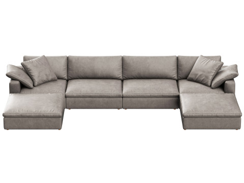 RH Cloud Luxe modular leather 6-piece U-chaise sectional Modelo 3D