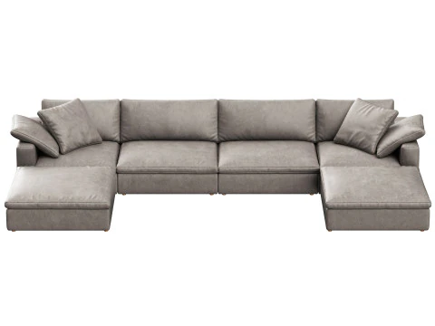 RH Cloud Luxe modular leather 6-piece U-chaise sectional 3D Model