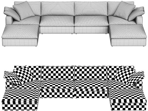 RH Cloud Luxe modular leather 6-piece U-chaise sectional 3D Model