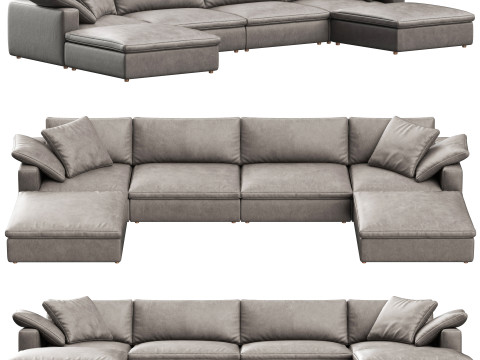 RH Cloud Luxe modular leather 6-piece U-chaise sectional Modelo 3D