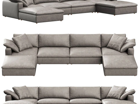 RH Cloud Luxe modular leather 6-piece U-chaise sectional 3D Model