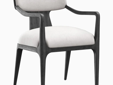 Poltroncina da pranzo in tessuto e pelle RH Lign Modello 3D