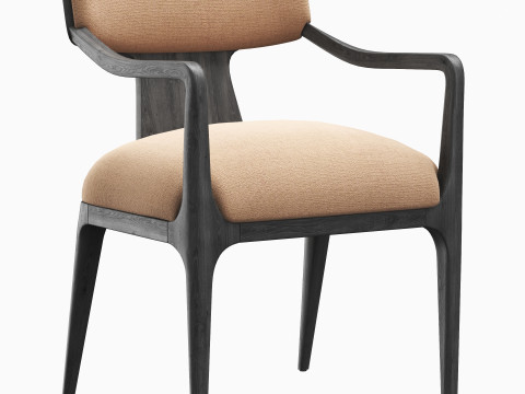 RH Lign fabric leather dining armchair 3D मॉडल