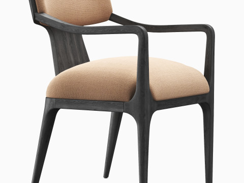 RH Lign fabric leather dining armchair 3D मॉडल