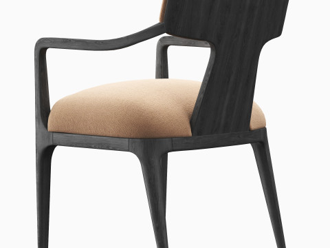 RH Lign fabric leather dining armchair 3D मॉडल
