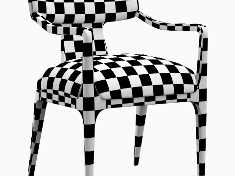 RH Lign fabric leather dining armchair 3D मॉडल