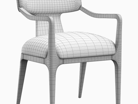 RH Lign fabric leather dining armchair 3D मॉडल