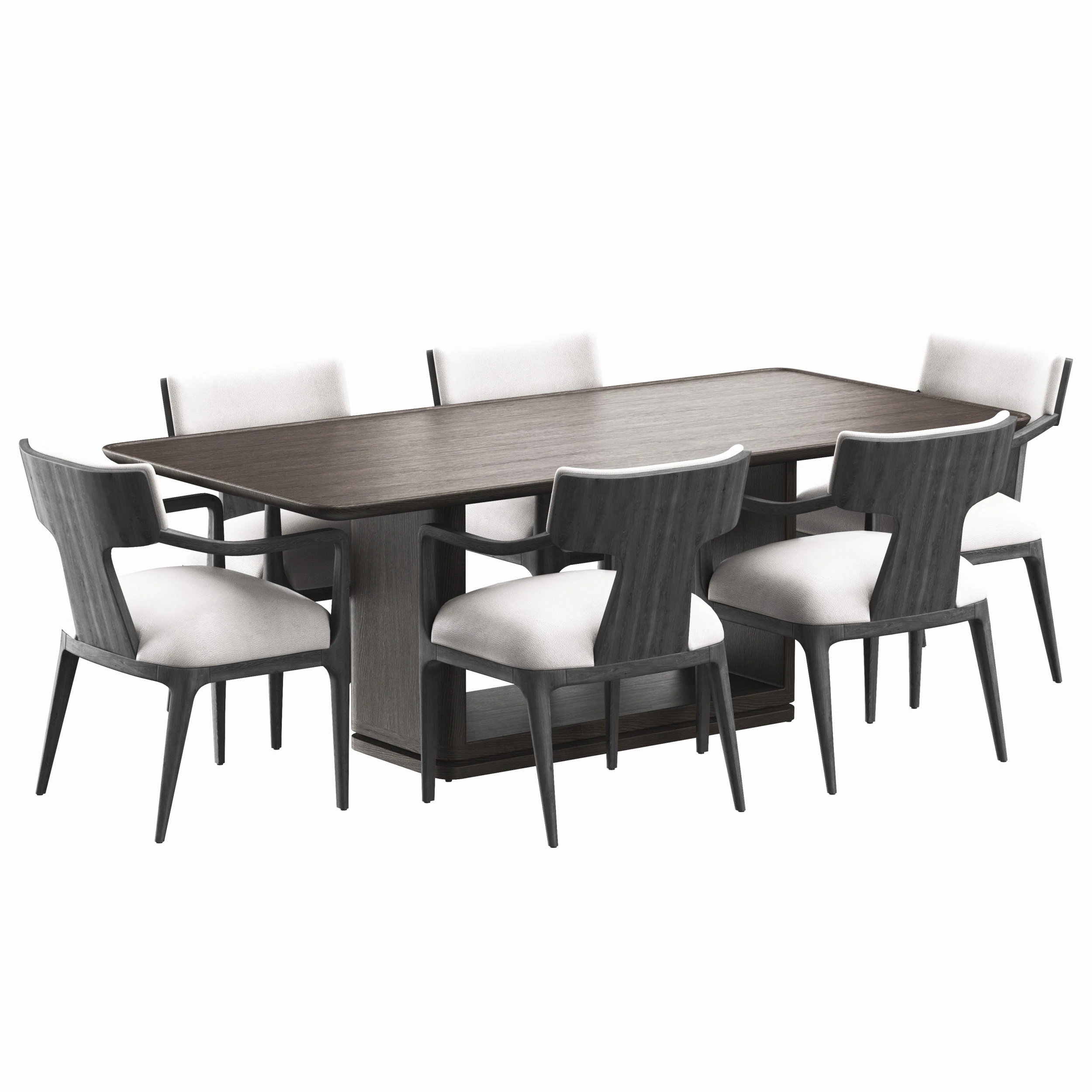 RH Lign open rectangular dinning table and armchair 3D Model .c4d .max .obj .3ds .fbx .stl .blend 