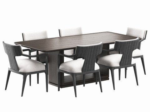RH Lign open rectangular dinning table and armchair Modelo 3D