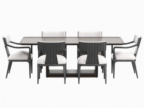 RH Lign open rectangular dinning table and armchair Modelo 3D