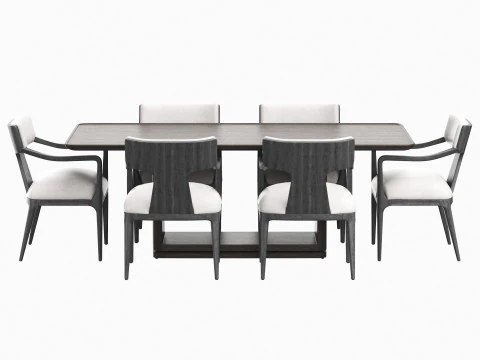 RH Lign open rectangular dinning table and armchair 3D Model