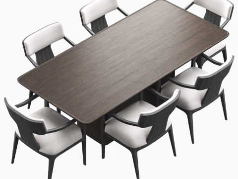 RH Lign open rectangular dinning table and armchair Modelo 3D