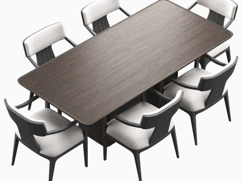 RH Lign open rectangular dinning table and armchair 3D Model