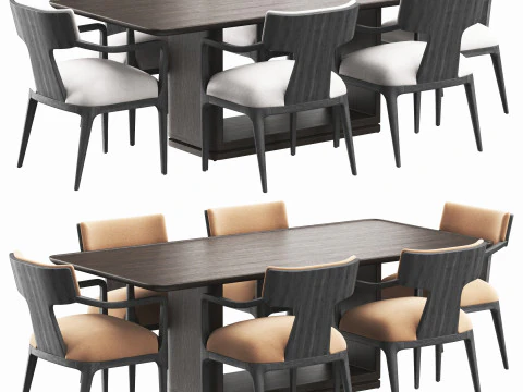 RH Lign open rectangular dinning table and armchair 3D Model