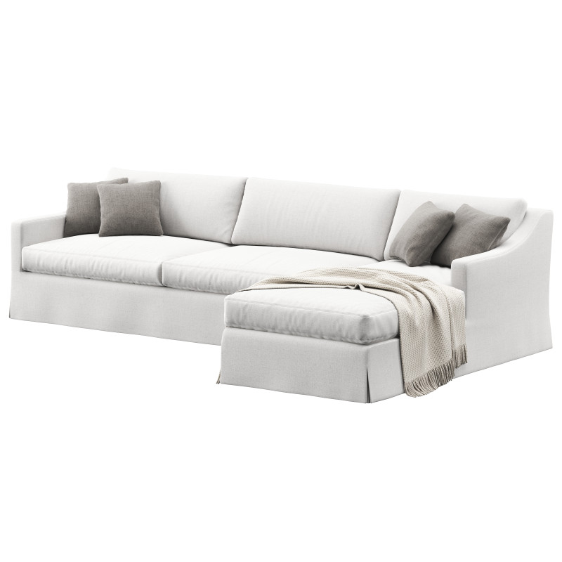 RH Belgian slipcovered classic slope right-arm sofa-chaise sectional Modèle 3D .c4d .max .obj .3ds .fbx .stl .blend