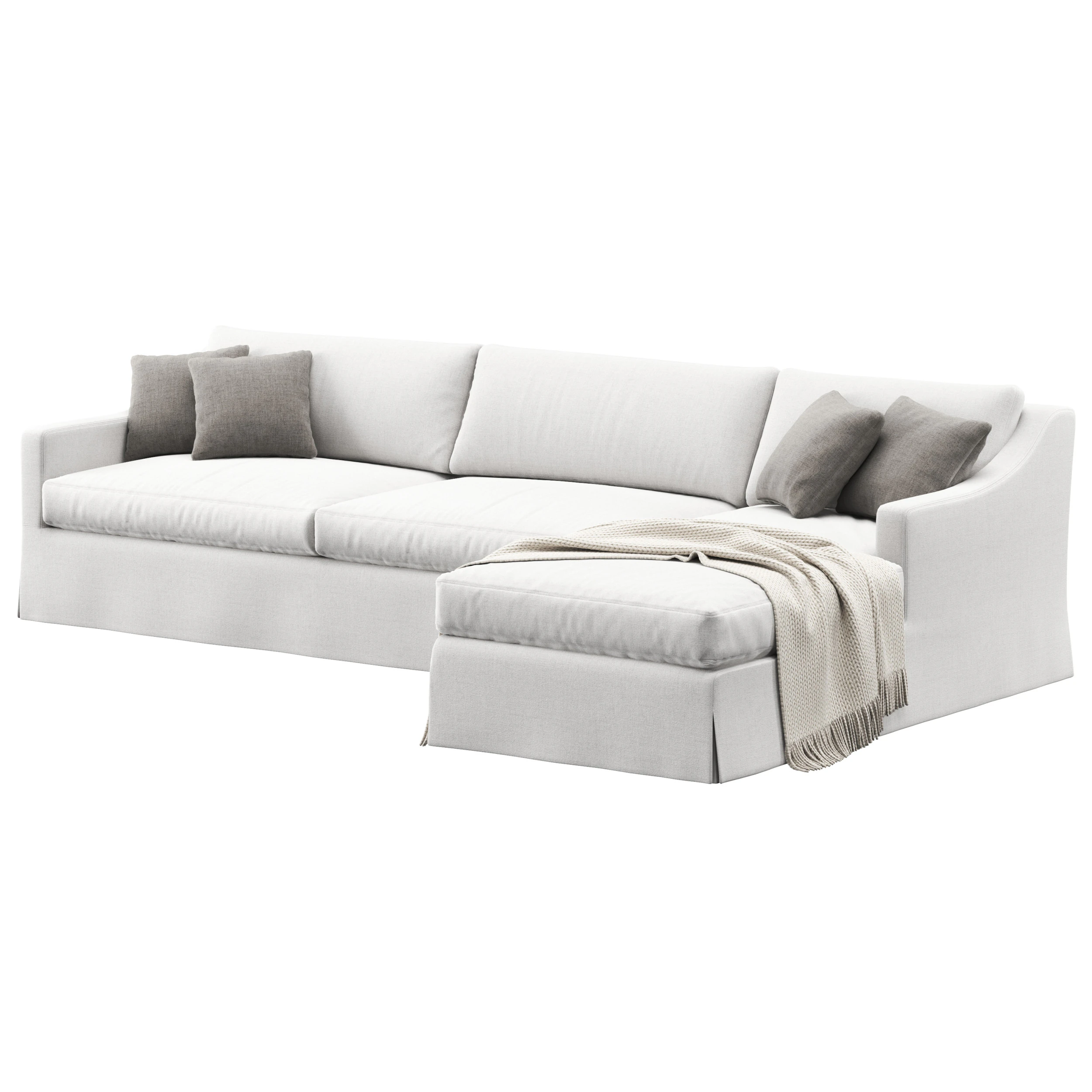 RH Belgian slipcovered classic slope right-arm sofa-chaise sectional 3D Model .c4d .max .obj .3ds .fbx .stl .blend