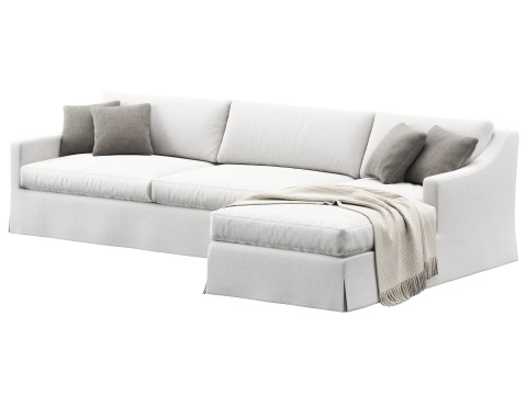 RH Belgian slipcovered classic slope right-arm sofa-chaise sectional 3D Model