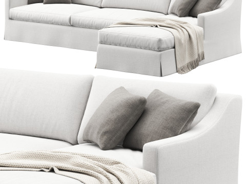 RH Belgian slipcovered classic slope right-arm sofa-chaise sectional Modèle 3D