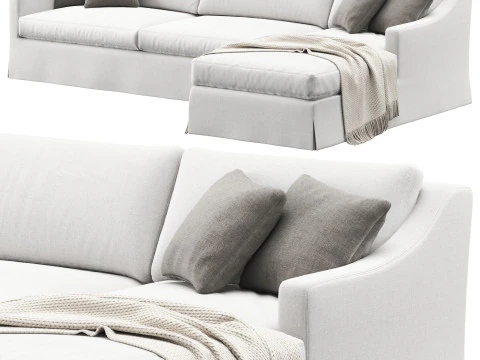 RH Belgian slipcovered classic slope right-arm sofa-chaise sectional 3D Model