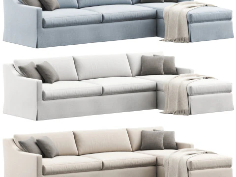 RH Belgian slipcovered classic slope right-arm sofa-chaise sectional 3D Model