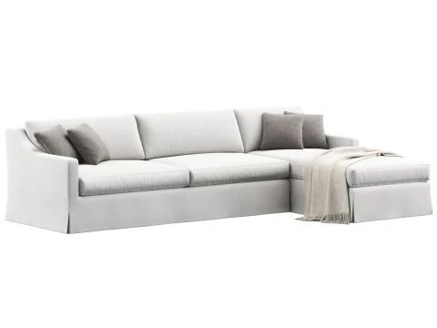 RH Belgian slipcovered classic slope right-arm sofa-chaise sectional 3D Model