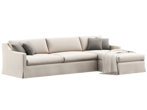 RH Belgian slipcovered classic slope right-arm sofa-chaise sectional 3D Model