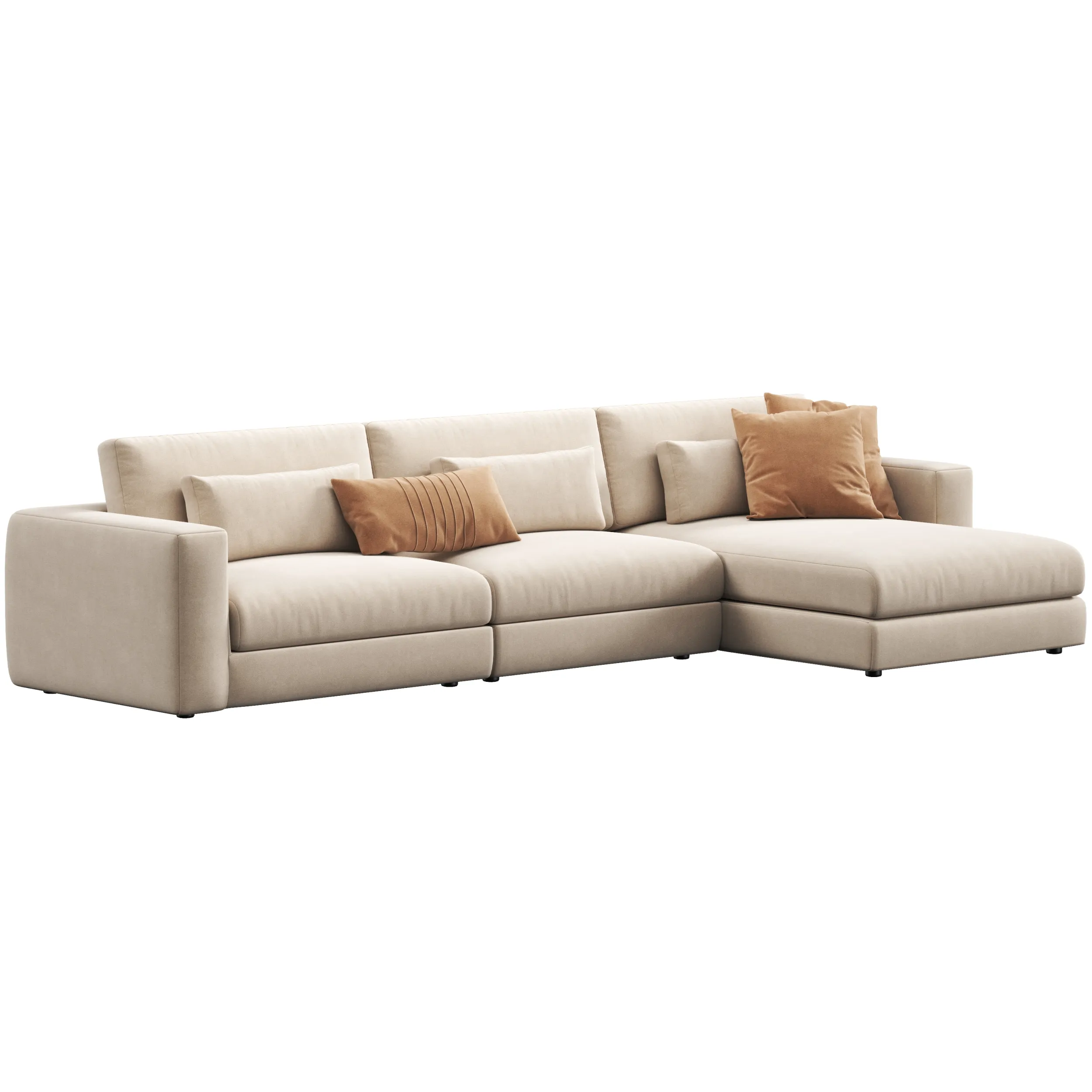 Lugano 3 piece right arm chaise sectional sofa by Restoration Hardware 3D Model .c4d .max .obj .3ds .fbx .stl .blend