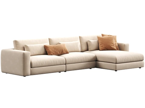 Lugano 3 piece right arm chaise sectional sofa by Restoration Hardware Model 3D