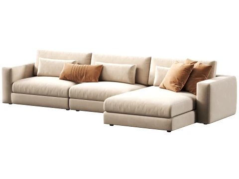 Lugano 3 piece right arm chaise sectional sofa by Restoration Hardware 3D Model