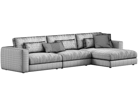 Lugano 3 piece right arm chaise sectional sofa by Restoration Hardware 3D Model