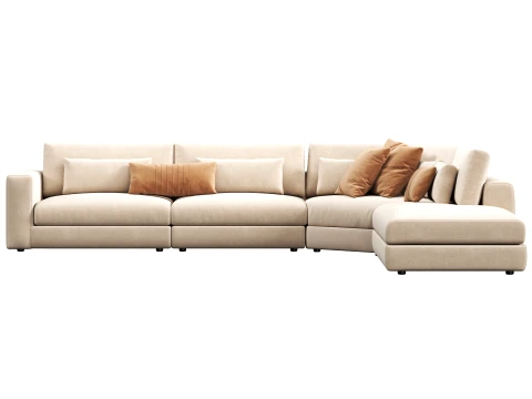 Lugano modular 4-piece Rrounded corner L-sectional with open chaise sofa by Restoration Hardware 3D Model