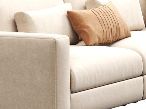 Lugano modular 4-piece Rrounded corner L-sectional with open chaise sofa by Restoration Hardware 3D Model