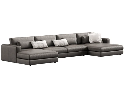 Lugano leather customizable sectional sofa by Restoration Hardware 3D Model