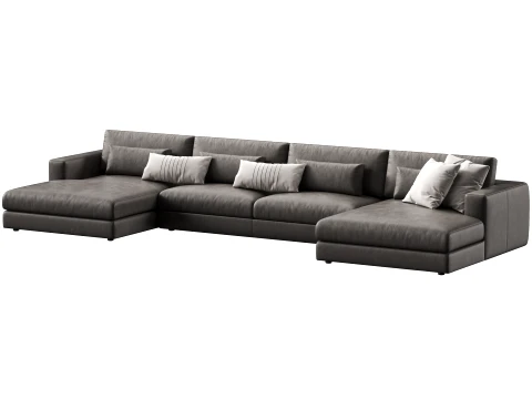 Lugano leather customizable sectional sofa by Restoration Hardware 3D Model