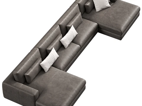 Lugano leather customizable sectional sofa by Restoration Hardware 3D Model