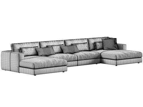 Lugano leather customizable sectional sofa by Restoration Hardware 3D Model