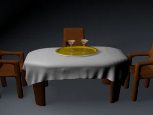 의자가 있는 테이블 3D 모델