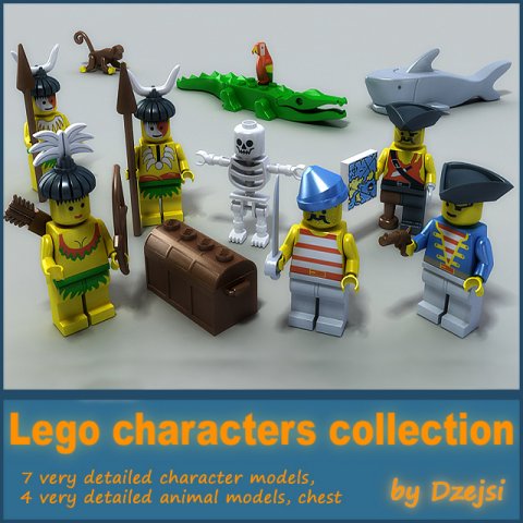 lego characters collection 3D 모델 .c4d .max .obj .3ds .fbx .stl .blend 