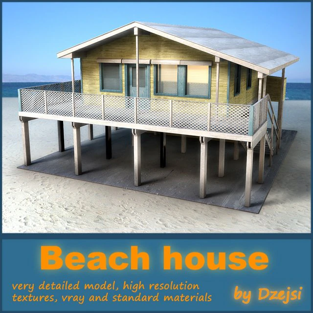 beach house 3D Model .c4d .max .obj .3ds .fbx .stl .blend 