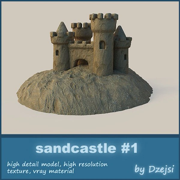 sand castle 1 3D Model .c4d .max .obj .3ds .fbx .stl .blend 