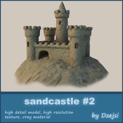 sand castle 2 3D Model .c4d .max .obj .3ds .fbx .stl .blend 